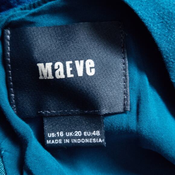 Maeve Anthropologie Teal Floral Midi Dress Size 16 Blue Garden Party - Picture 10 of 10